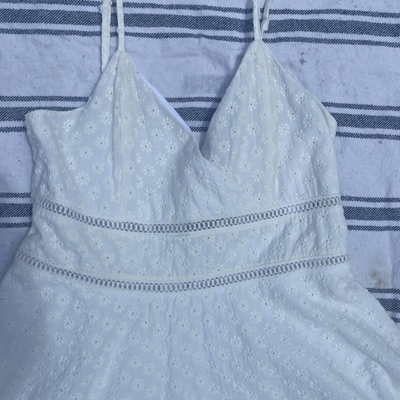 Spaghetti Strap Eyelet Mini Summer Dress White - Picture 2 of 7